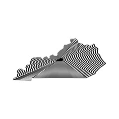 illustration of Kentucky State map with black and white lines