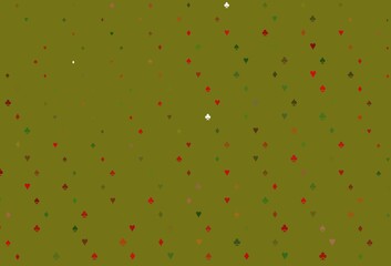 Light Green, Red vector texture with playing cards.