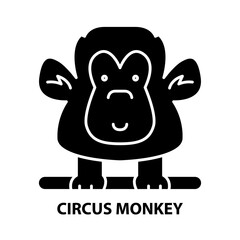 circus monkey icon, black vector sign with editable strokes, concept illustration