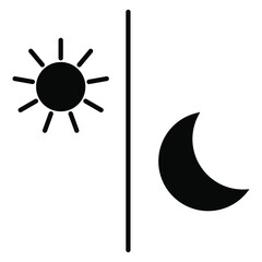 Sun and moon black flat icon. Sign sun and moon. Vector logo for web design, Vector Isolated on white background