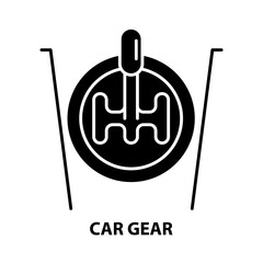 car gear icon, black vector sign with editable strokes, concept illustration