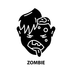 zombie icon, black vector sign with editable strokes, concept illustration