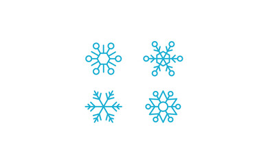 Snowflake icons. Set of snow flake linear symbols. Christmas winter time.