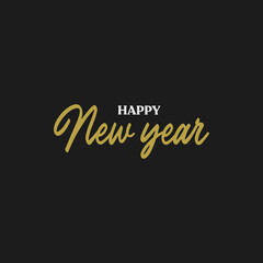 Happy new year typography sign. Vector Lettering Composition. Holiday design for greeting card.