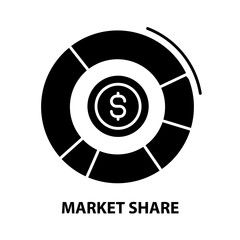 market share sign icon, black vector sign with editable strokes, concept illustration