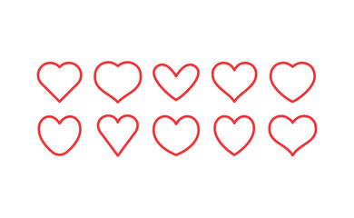 Heart vector icons collection. Linear hearts set. Valentine's day and love symbols.