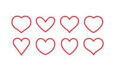 Heart vector icons collection. Linear hearts set. Valentine's day and love symbols.