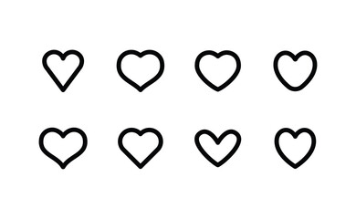 Heart vector icons collection. Linear hearts set. Valentine's day and love symbols.