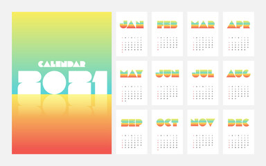 2021 calendar design template week starts on Sunday