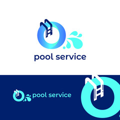 Initial o letter for swimming pools and aquatic venue repairing, setting and service company logo template