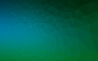 Dark Blue, Green vector polygon abstract background. Shining illustration, which consist of triangles. Template for a cell phone background.