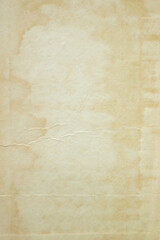 yellowed blank sheet of old paper close, soft focus