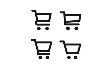 Shopping cart icon collection. Online commerce symbol. E-commerce vector sign.
