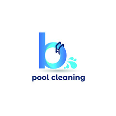 Initial b letter for swimming pools and aquatic venue repairing, setting and service company logo template