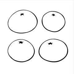 Set of Vector outline Oranges, mandarins or tangerines isolated on white. Black contour elements. Ingredients for lemonade, jam, new year or christmas design. Hand drawn doodle simple fruit clipart