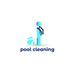 Initial i letter for swimming pools and aquatic venue repairing, setting and service company logo template