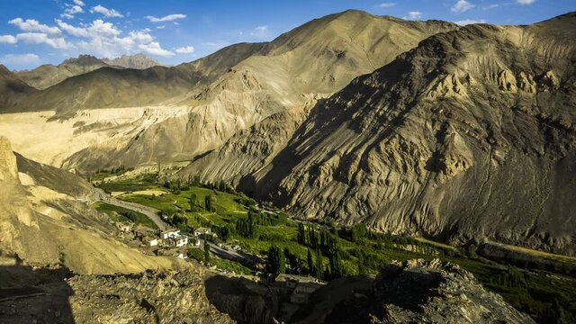 Footage of time-lapse in Ladakh India with the scenery.