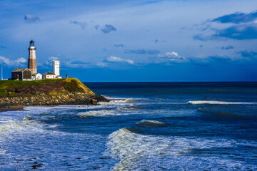 Fototapeta na wymiar Montauk light house and ocean