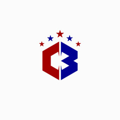 hexagonal c 3 stars logo