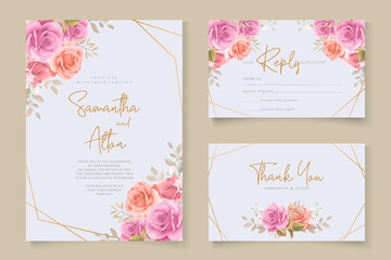 Romantic roses wedding invitation card design