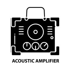 acoustic amplifier icon, black vector sign with editable strokes, concept illustration