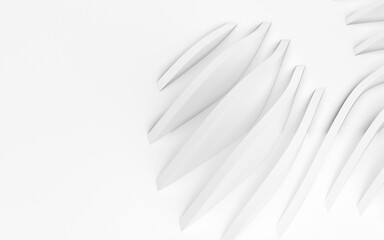 Abstract Curved Shapes. White Circular Background.