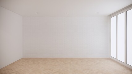 empty modern room with white brick wall