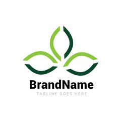Green nature leaf ornament logo icon vector template.