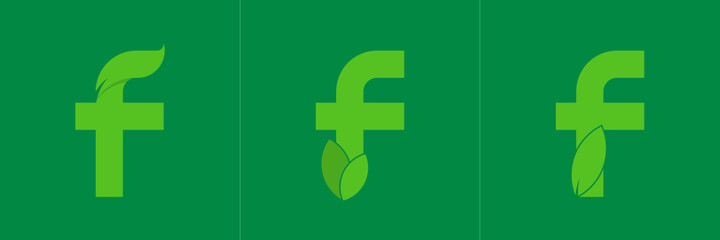 Obraz premium F letter and leaf logo design vector set