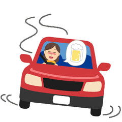 酒気帯び運転をする女性のイラスト