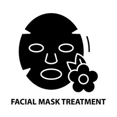 facial mask treatment icon, black vector sign with editable strokes, concept illustration