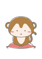 座布団に座っている ゆるかわな申（さる）