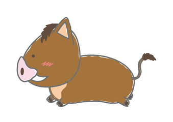 前を向いて走るゆるかわな亥（いのしし）