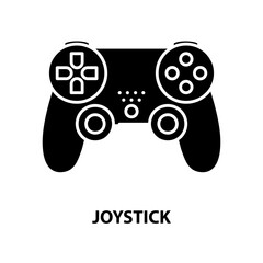 joystick icon, black vector sign with editable strokes, concept illustration