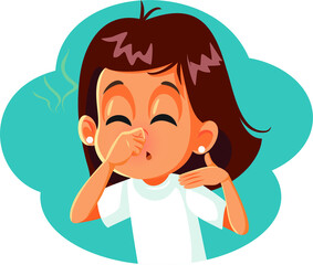Girl Pinching her Nose Covering Bad Smell