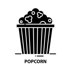 popcorn icon, black vector sign with editable strokes, concept illustration