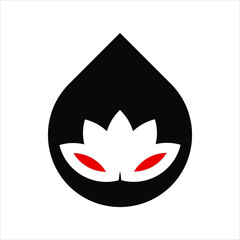 Ninja head with lotus mask in flat design illustration simple graphic design