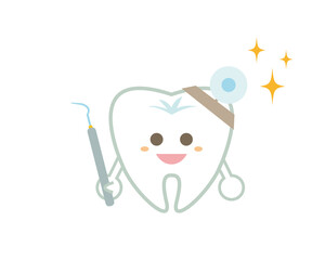Tooth character illustration. Dentist . dental clinic　