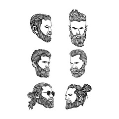 Hipster man logo design. Awesome hipster man logo. A man with circle & beard logotype.