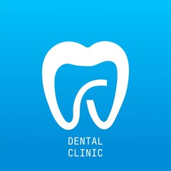 Dental clinic logo design. Dental care sign symbol. white tooth icon vector.
