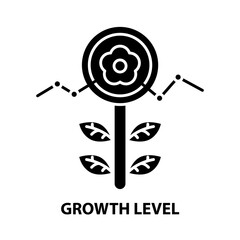 growth level icon, black vector sign with editable strokes, concept illustration