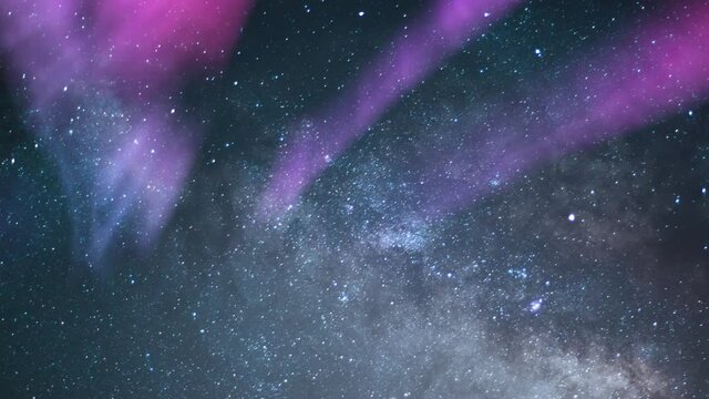 Aurora Milky Way Galaxy Time Lapse In Spring Sky 27