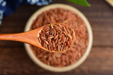 Red Rice on the background of retro Chinese style.