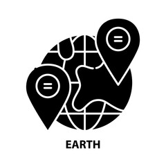 earth icon, black vector sign with editable strokes, concept illustration