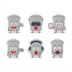 Stock pot cartoon character are playing games with various cute emoticons