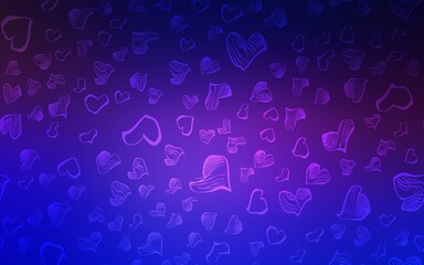 Light Pink, Blue vector layout with sweet hearts.