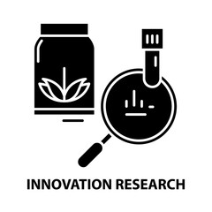 innovation research icon, black vector sign with editable strokes, concept illustration