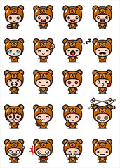 cute bear character full set