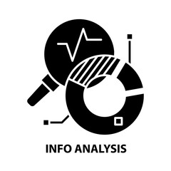 info analysis icon, black vector sign with editable strokes, concept illustration