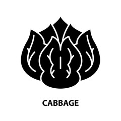 cabbage icon, black vector sign with editable strokes, concept illustration